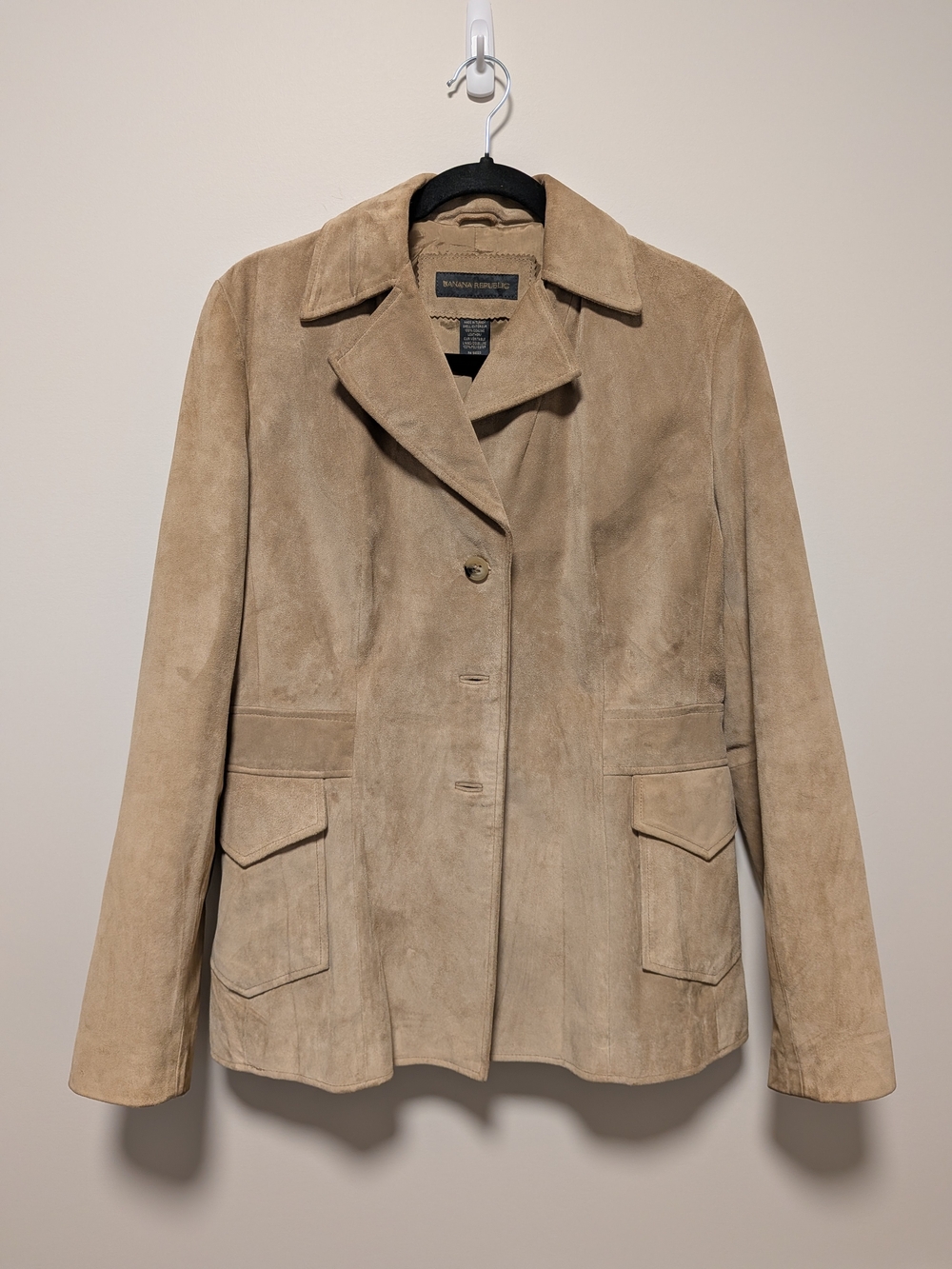 Banana Republic Women's Light Tan Suede Leather Button Jacket